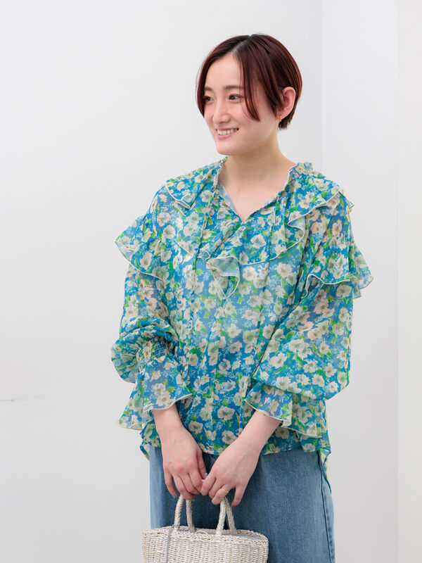 フラワープリントフリルブラウス URBAN RESEARCH ROSSO｜フラワープリントフリルブラウス | Rakuten