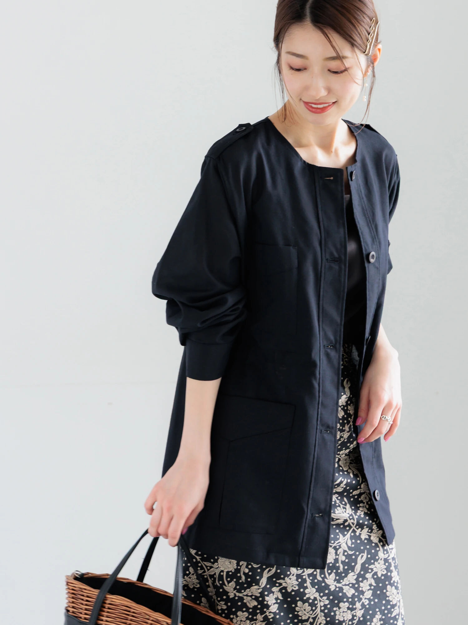 セール】 ノーカラーサファリジャケット《2026 spring catalog item