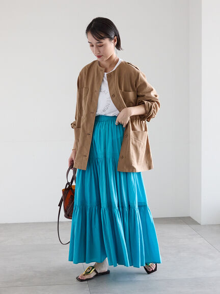 ノーカラーサファリジャケット《2026 spring catalog item》（ベージュ/ブラウン/ネイビー）｜Te chichi（テチチ）通販