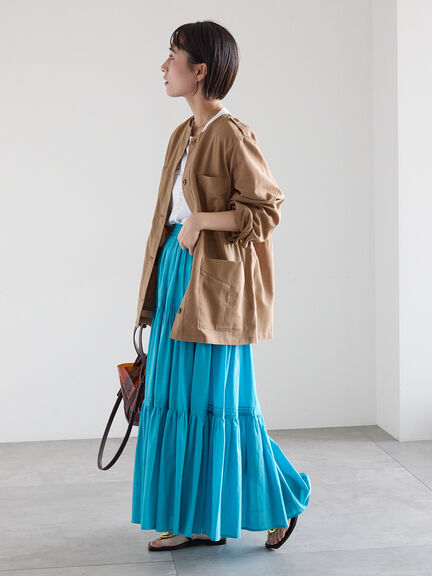 ノーカラーサファリジャケット《2026 spring catalog item》（ベージュ/ブラウン/ネイビー）｜Te chichi（テチチ）通販