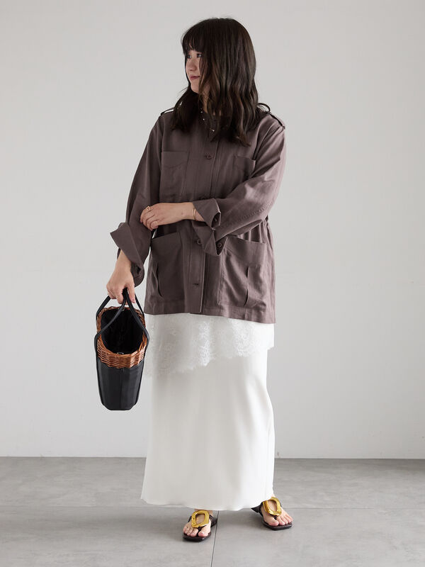 セール】 ノーカラーサファリジャケット《2026 spring catalog item