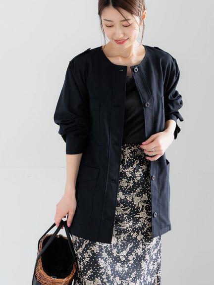 ノーカラーサファリジャケット《2026 spring catalog item》（ベージュ/ブラウン/ネイビー）｜Te chichi（テチチ）通販