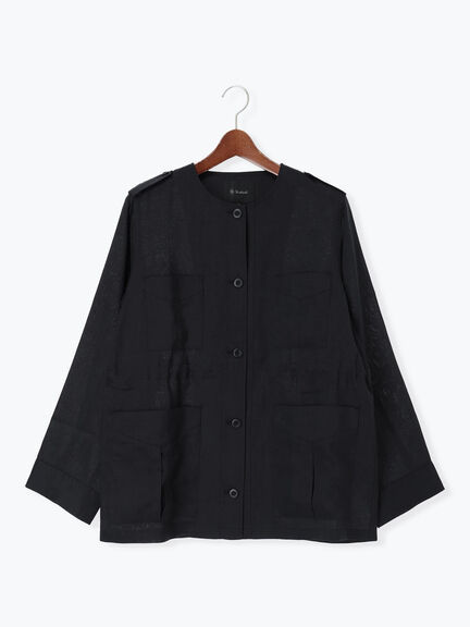 ノーカラーサファリジャケット《2026 spring catalog item》（ベージュ/ブラウン/ネイビー）｜Te chichi（テチチ）通販