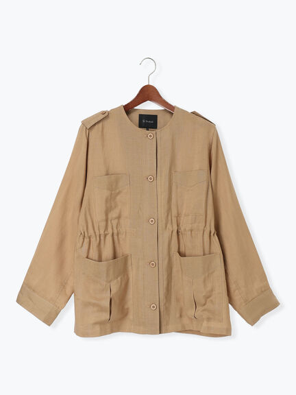 ノーカラーサファリジャケット《2026 spring catalog item》（ベージュ/ブラウン/ネイビー）｜Te chichi（テチチ）通販