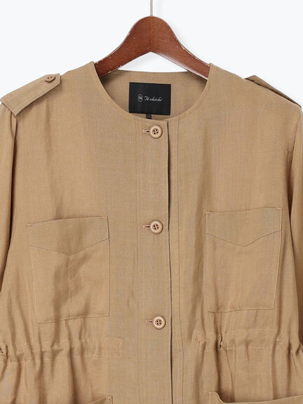 ノーカラーサファリジャケット《2026 spring catalog item》（ベージュ/ブラウン/ネイビー）｜Te chichi（テチチ）通販