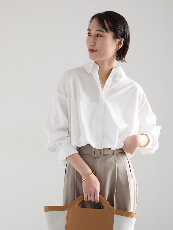 【2026年3月InRed掲載波瑠さん着用】バルーンヘムシャツ（オフホワイト）｜Te chichi（テチチ）通販