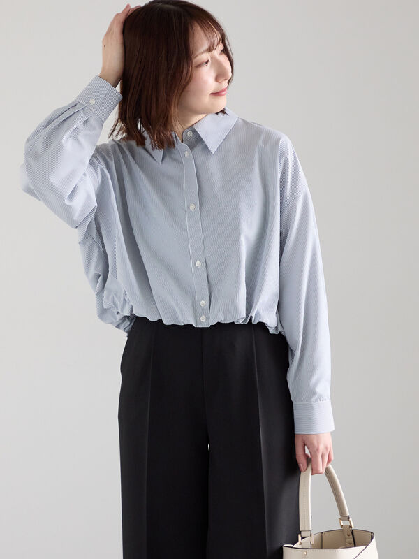 【2026年3月InRed掲載波瑠さん着用】バルーンヘムシャツ（ネイビー）｜Te chichi（テチチ）通販