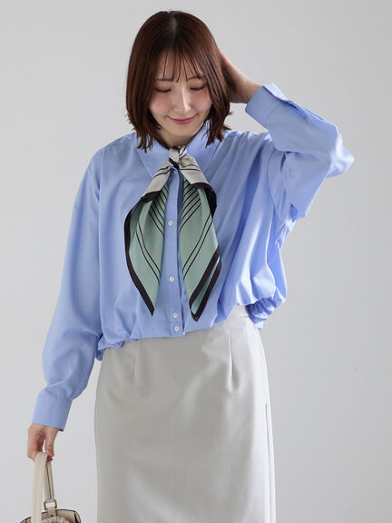 【2026年3月InRed掲載波瑠さん着用】バルーンヘムシャツ（オフホワイト/サックスブルー/ネイビー）｜Te chichi（テチチ）通販