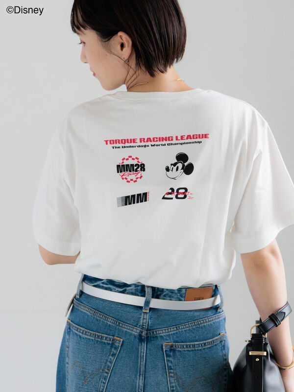 セール】 【Disney】MICKEY/ロゴプリントTシャツ（オフホワイト