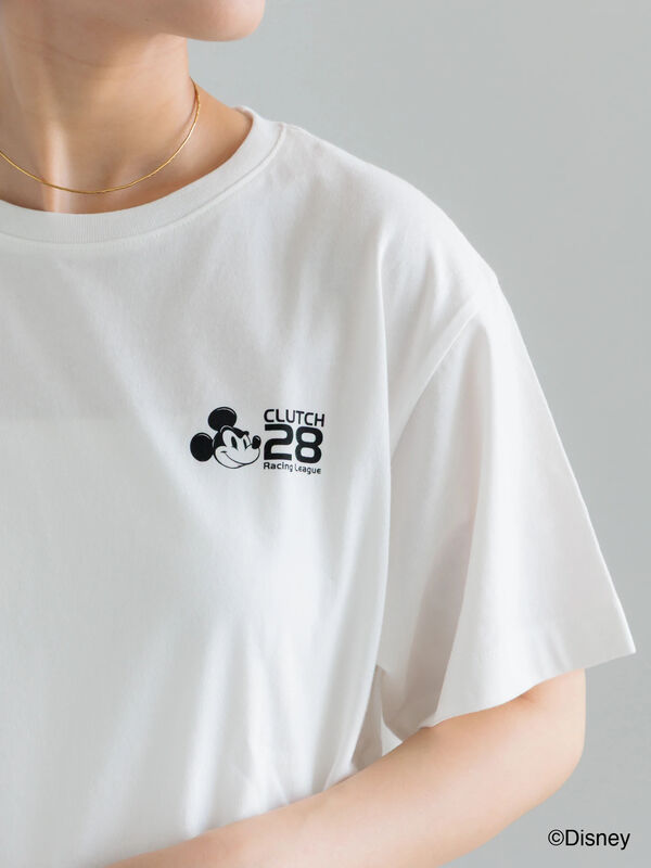 Disney】MICKEY/ロゴプリントTシャツ（オフホワイト/チャコールグレー