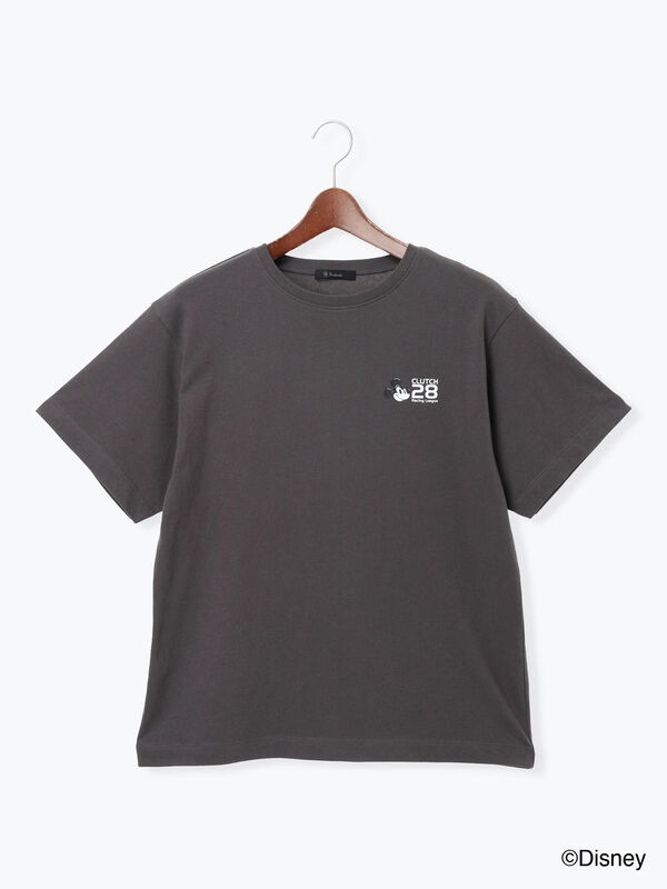 Disney】MICKEY/ロゴプリントTシャツ（オフホワイト/チャコールグレー