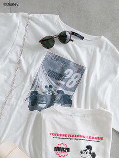 セール】 【Disney】MICKEY/フロントプリントTシャツ（オフホワイト