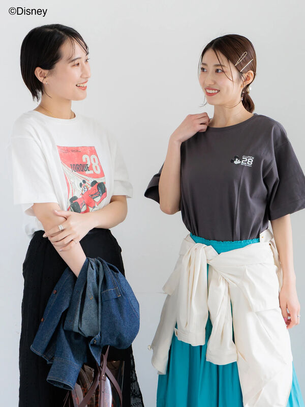 セール】 【Disney】MICKEY/フロントプリントTシャツ（オフホワイト