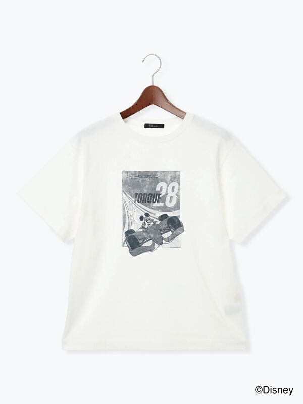 セール】 【Disney】MICKEY/フロントプリントTシャツ（オフホワイト
