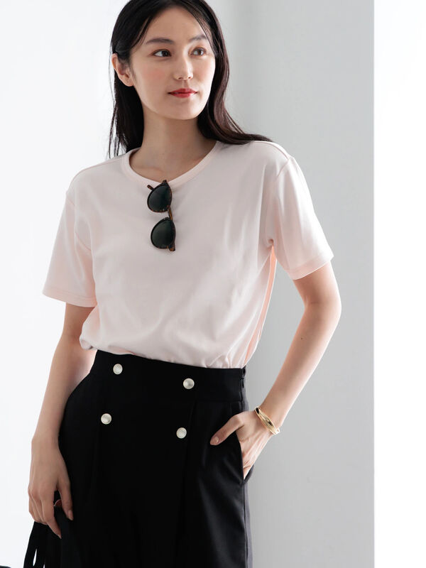 【調温】ミニマルネックTシャツ（ピンク）｜Te chichi（テチチ）通販