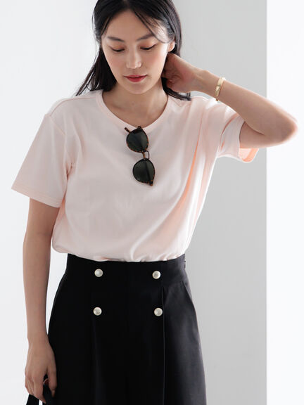 【調温】ミニマルネックTシャツ（オフホワイト/グレー/ブラック/ピンク）｜Te chichi（テチチ）通販