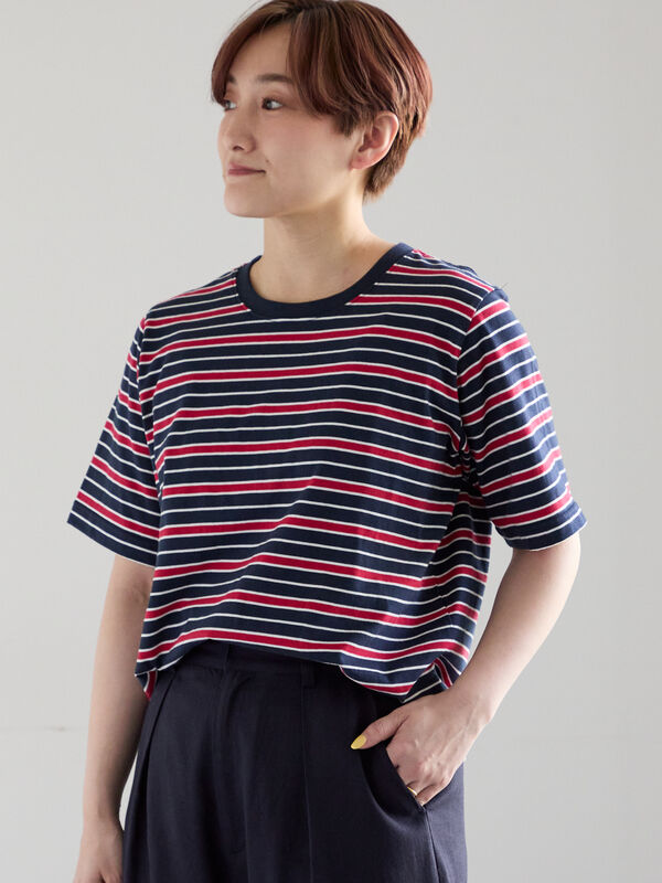 セール】 マルチボーダーTシャツ（ブラック/ベージュ/ネイビー