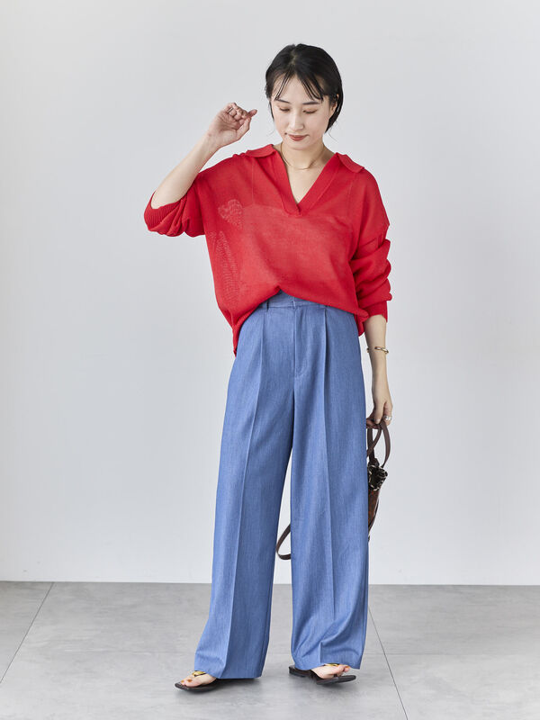 デニムライクシルキータッチワイドパンツ《2026 SUMMER LOOK item