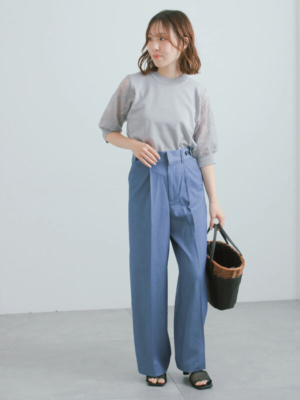 セール】 デニムライクシルキータッチワイドパンツ《2026 SUMMER LOOK