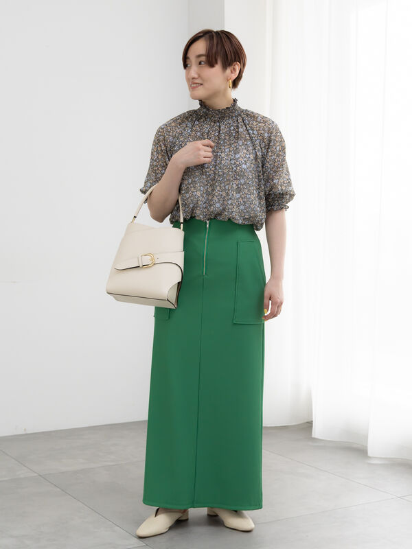 美品 シェリエ CHIDORI フロントポケットスカート box pleated denim skirt. – shéller / シェリエ