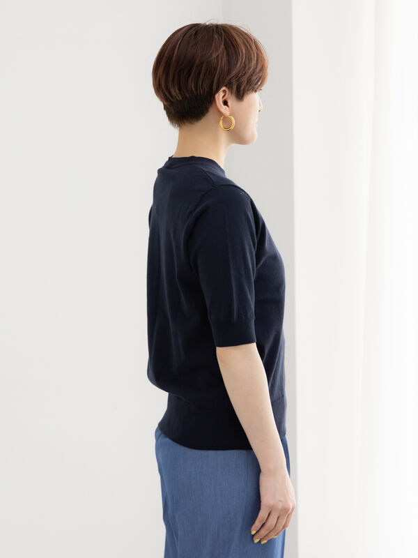 sawayuハイツイストコットンハーフスリーブニット セール】ハイツイストコットンハーフスリーブKNIT（ニット/セーター
