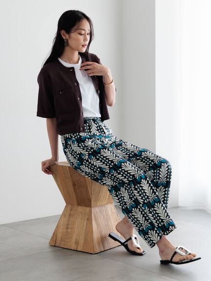 【調温】14G総針ハーフスリーブニットジャケット（オフホワイト/ブラック/ブラウン）｜Te chichi（テチチ）通販