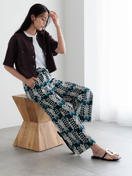 【調温】14G総針ハーフスリーブニットジャケット（オフホワイト/ブラック/ブラウン）｜Te chichi（テチチ）通販