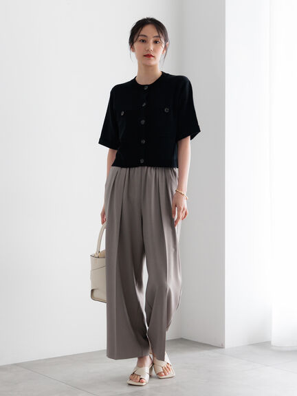 【調温】14G総針ハーフスリーブニットジャケット（オフホワイト/ブラック/ブラウン）｜Te chichi（テチチ）通販