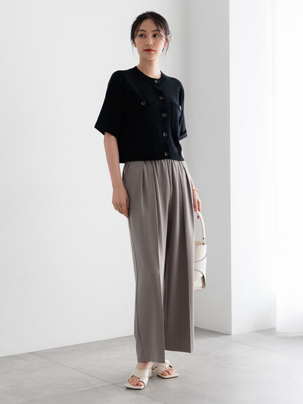 【調温】14G総針ハーフスリーブニットジャケット（オフホワイト/ブラック/ブラウン）｜Te chichi（テチチ）通販