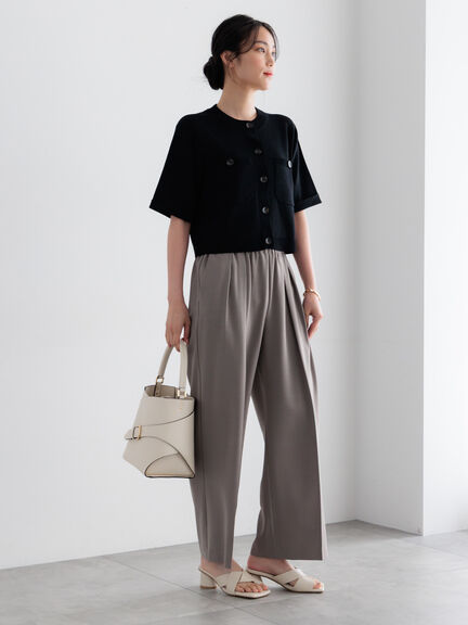 【調温】14G総針ハーフスリーブニットジャケット（オフホワイト/ブラック/ブラウン）｜Te chichi（テチチ）通販