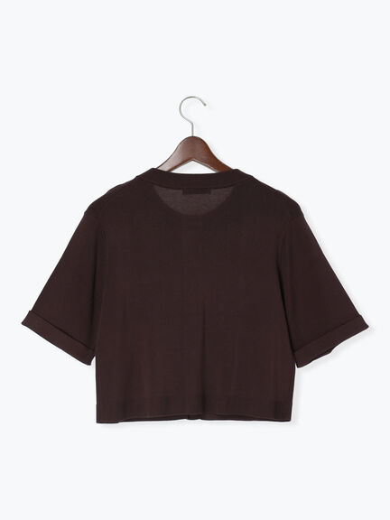 【調温】14G総針ハーフスリーブニットジャケット（オフホワイト/ブラック/ブラウン）｜Te chichi（テチチ）通販