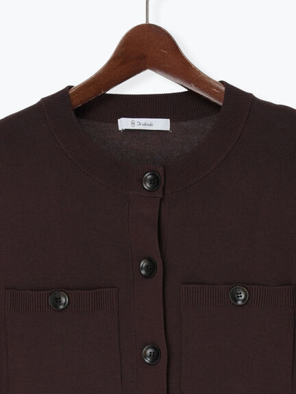 【調温】14G総針ハーフスリーブニットジャケット（オフホワイト/ブラック/ブラウン）｜Te chichi（テチチ）通販