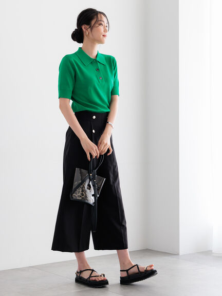 【調温】ハーフスリーブニットポロ（グレー/ブラック/グリーン）｜Te chichi（テチチ）通販