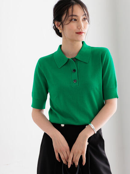 【調温】ハーフスリーブニットポロ（グレー/ブラック/グリーン）｜Te chichi（テチチ）通販