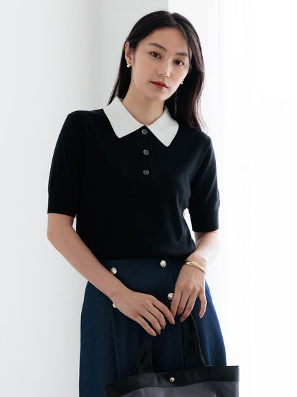 【調温】ハーフスリーブニットポロ（グレー/ブラック/グリーン）｜Te chichi（テチチ）通販