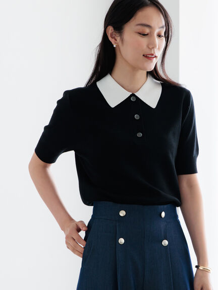 【調温】ハーフスリーブニットポロ（グレー/ブラック/グリーン）｜Te chichi（テチチ）通販