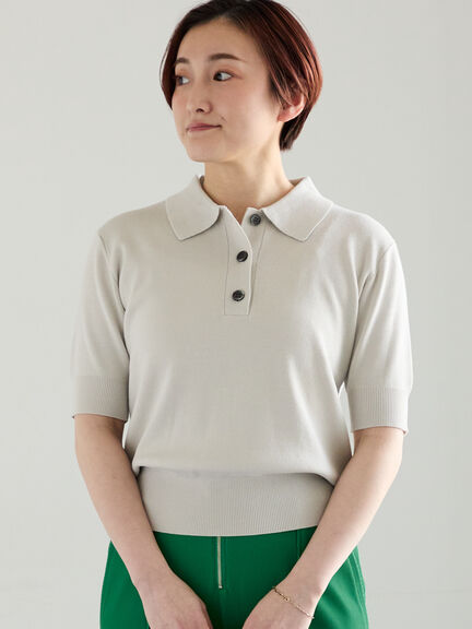 【調温】ハーフスリーブニットポロ（グレー/ブラック/グリーン）｜Te chichi（テチチ）通販