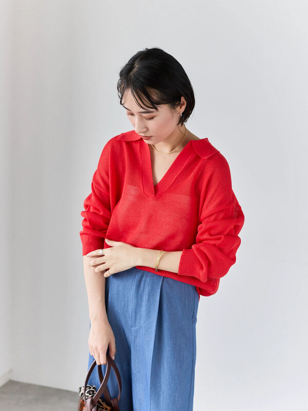 セール】 メッシュスキッパーポロニット（ブラック/レッド/ベージュ