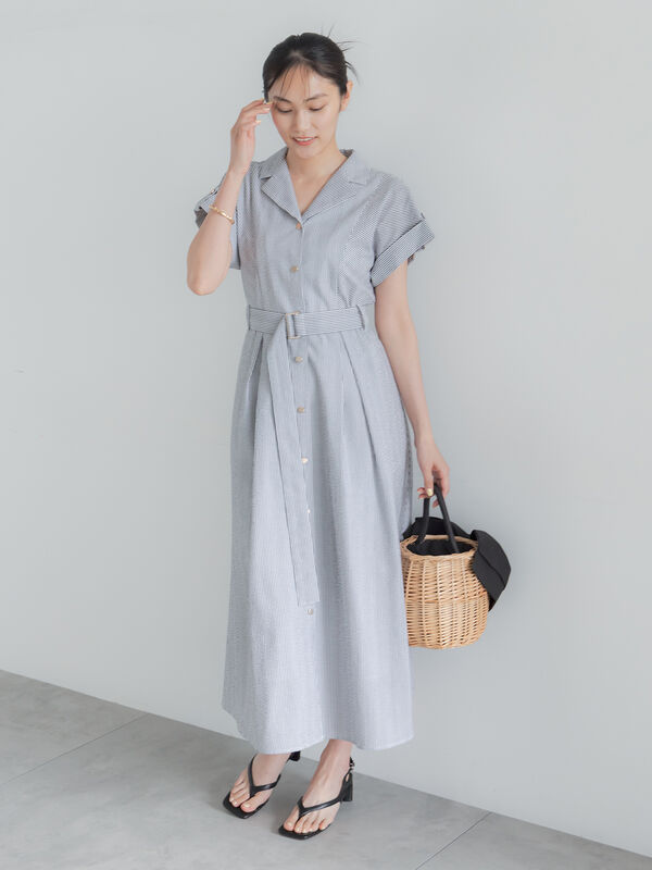 セール】 綿サッカーワンピース《2026 SUMMER LOOK item》（サックス