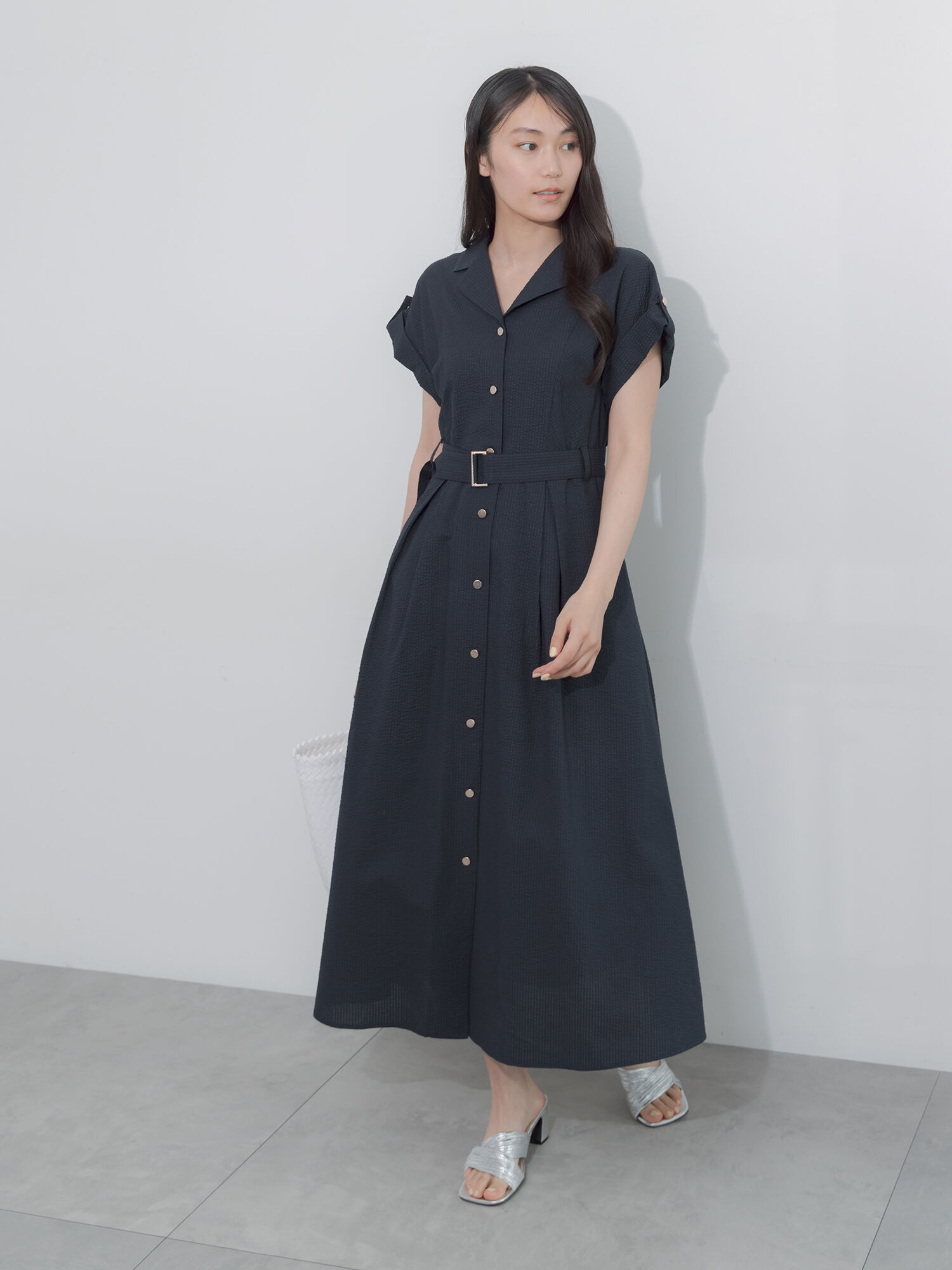 セール】 綿サッカーワンピース《2026 SUMMER LOOK item》（サックス