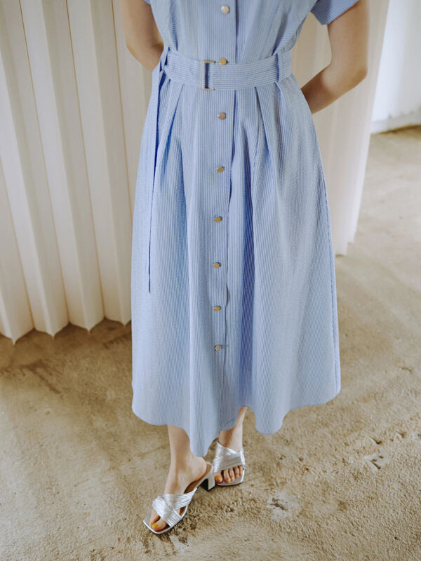 セール】 綿サッカーワンピース《2026 SUMMER LOOK item》（サックス