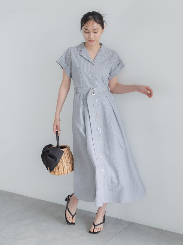 セール】 綿サッカーワンピース《2026 SUMMER LOOK item》（サックス