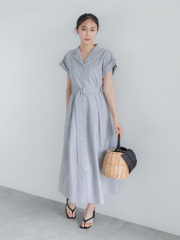 セール】 綿サッカーワンピース《2026 SUMMER LOOK item》（サックス