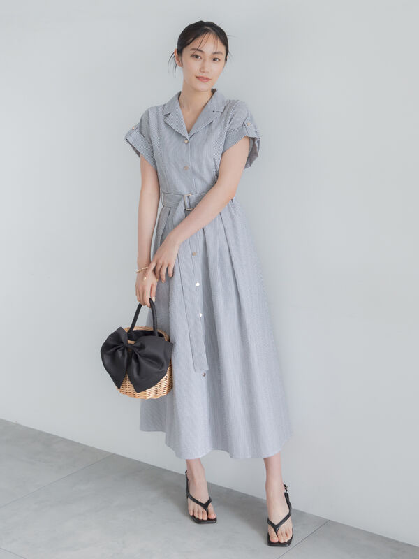 セール】 綿サッカーワンピース《2026 SUMMER LOOK item》（サックス