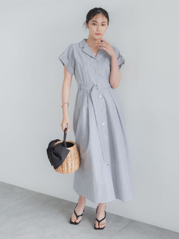 セール】 綿サッカーワンピース《2026 SUMMER LOOK item》（サックス