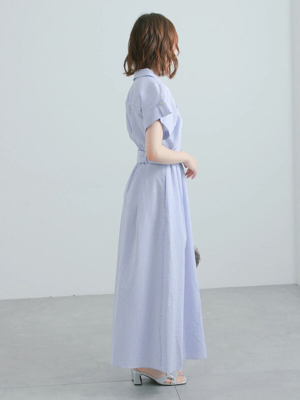 セール】 綿サッカーワンピース《2026 SUMMER LOOK item》（サックス