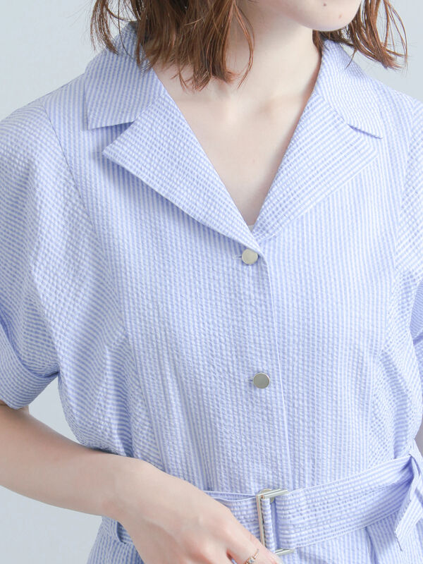 セール】 綿サッカーワンピース《2026 SUMMER LOOK item》（サックス