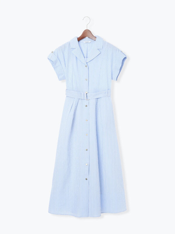 セール】 綿サッカーワンピース《2026 SUMMER LOOK item》（サックス