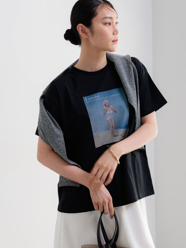 マリリンモンロービーチフォトTシャツ（オフホワイト/ブラック）｜Te chichi（テチチ）通販