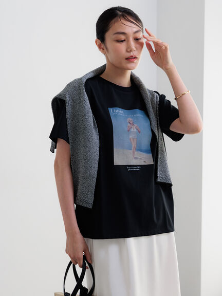 マリリンモンロービーチフォトTシャツ（オフホワイト/ブラック）｜Te chichi（テチチ）通販